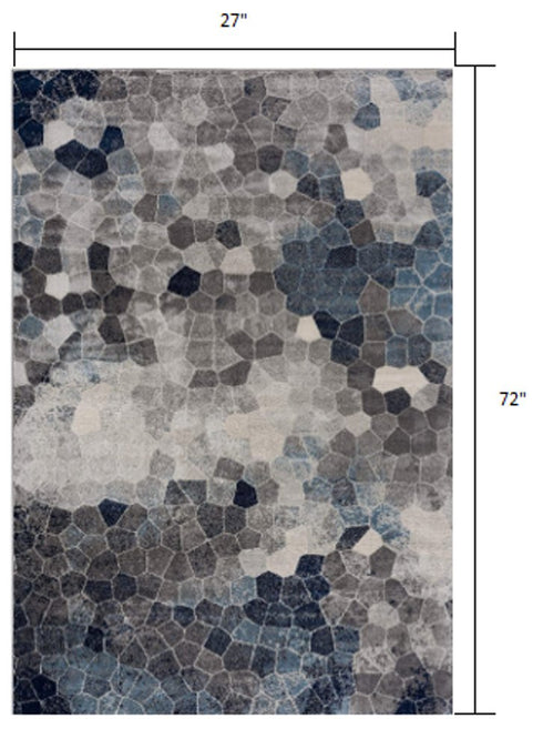2' X 3' Navy Blue Cobblestone Pattern Scatter Rug